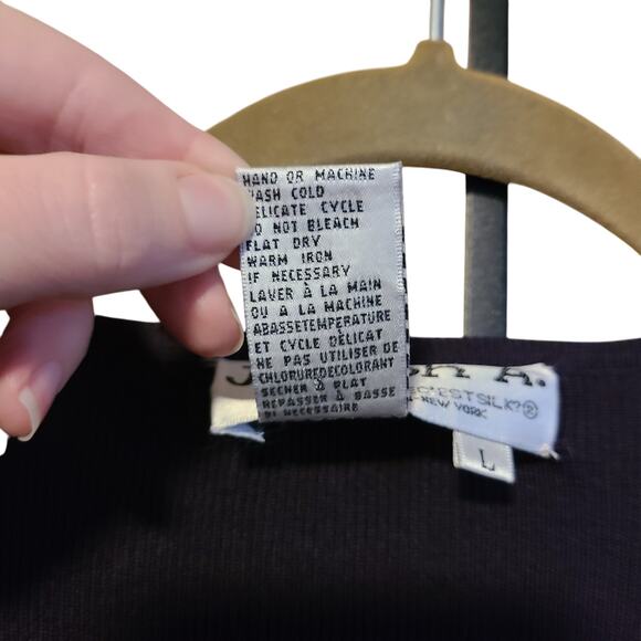 Y2K Joseph A Women Mother of Pearl Button Size Large Silk Blend Cardigan Sweater - Picture 5 of 8